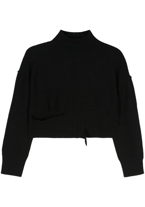 Maglione corto con dettaglio cut-out in nero di MM6 Maison Margiela - donna